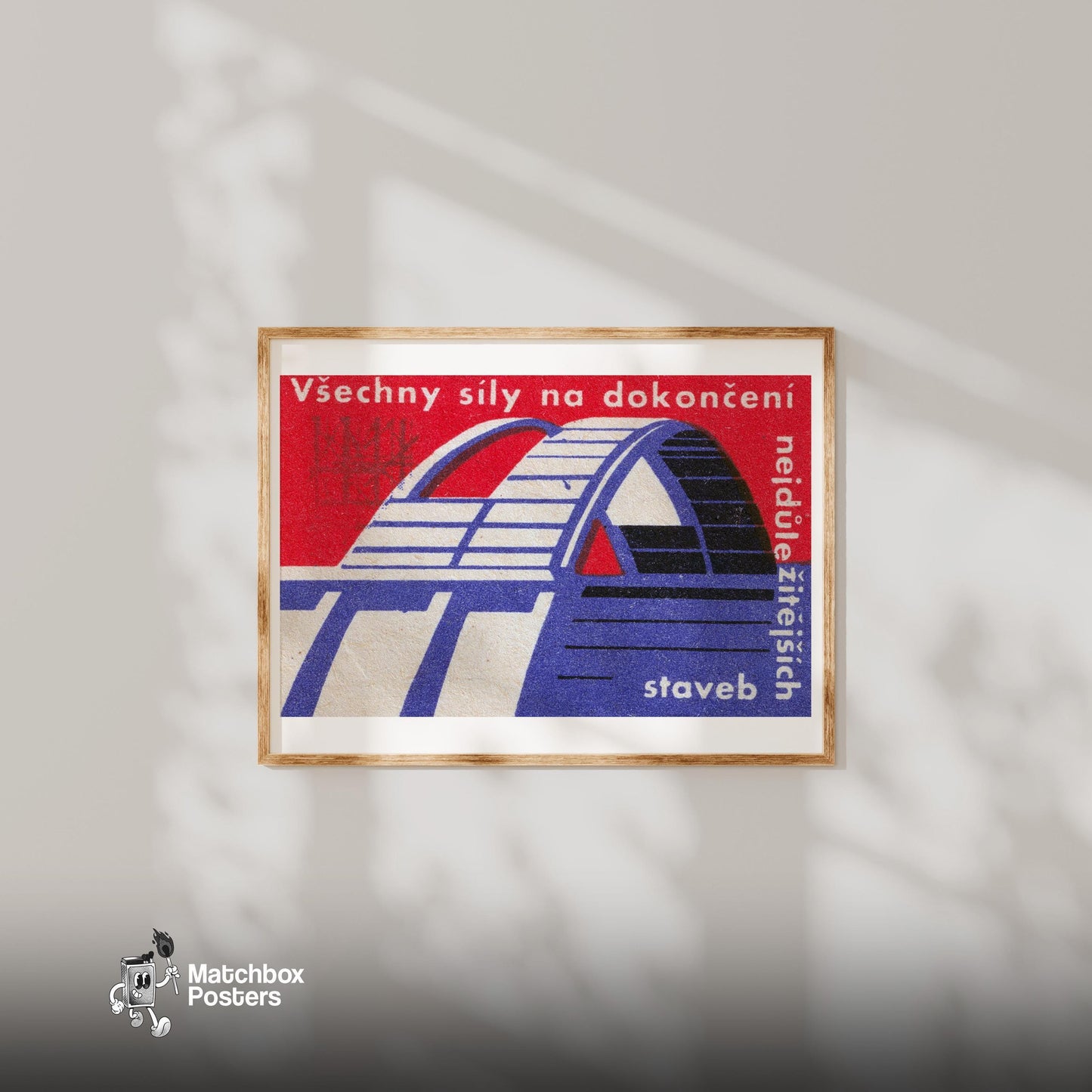 Purple Bridge - vintage matchbox label print - bedroom mockup