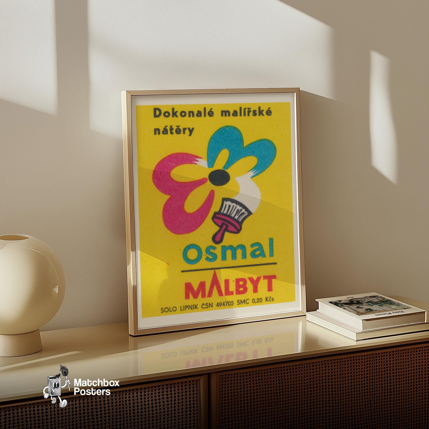 Paint Company Advert - vintage matchbox label print - size comparison