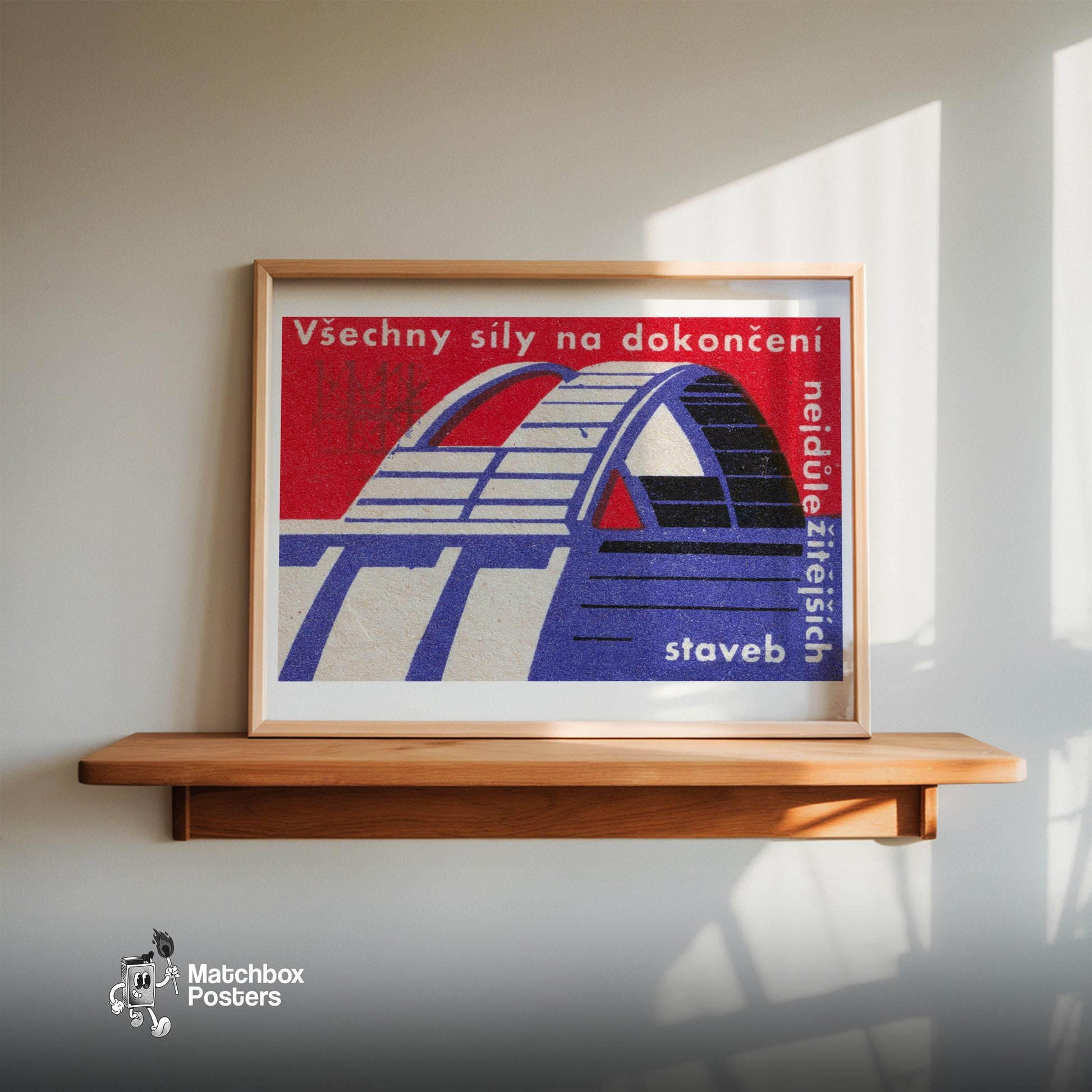 Purple Bridge - vintage matchbox label print - size comparison
