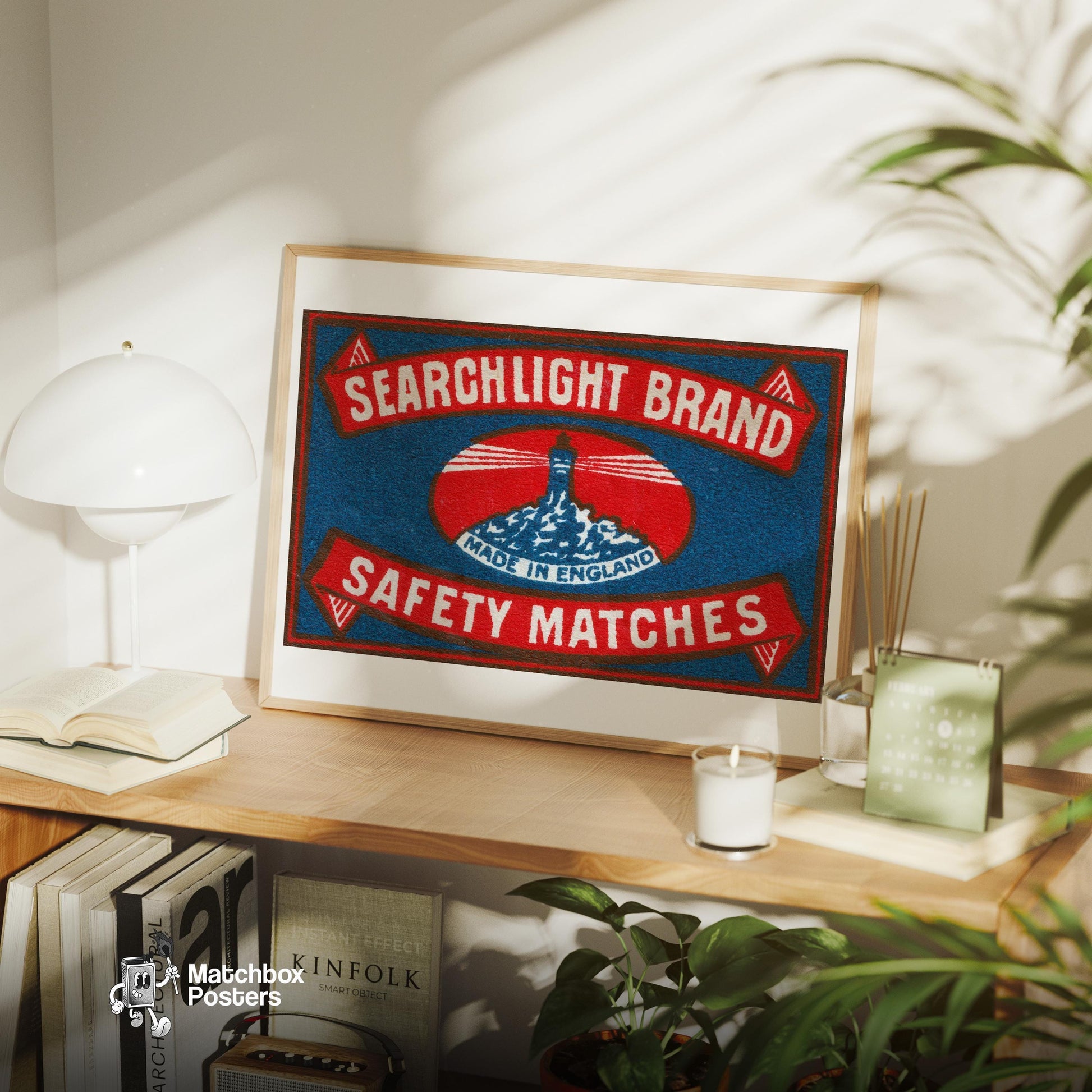 Lighthouse - vintage matchbox label print - office wall