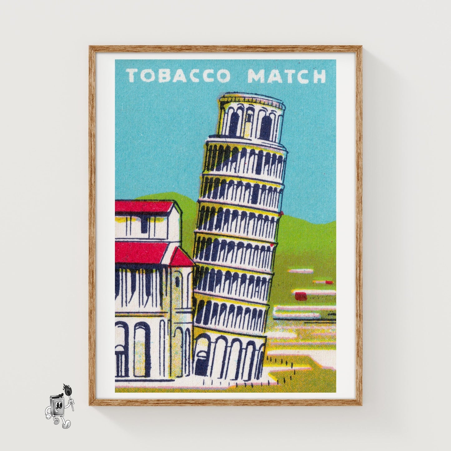 Leaning Tower of Pisa - vintage matchbox label print