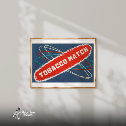 Atomic Tobacco Match - vintage matchbox label print - bedroom mockup