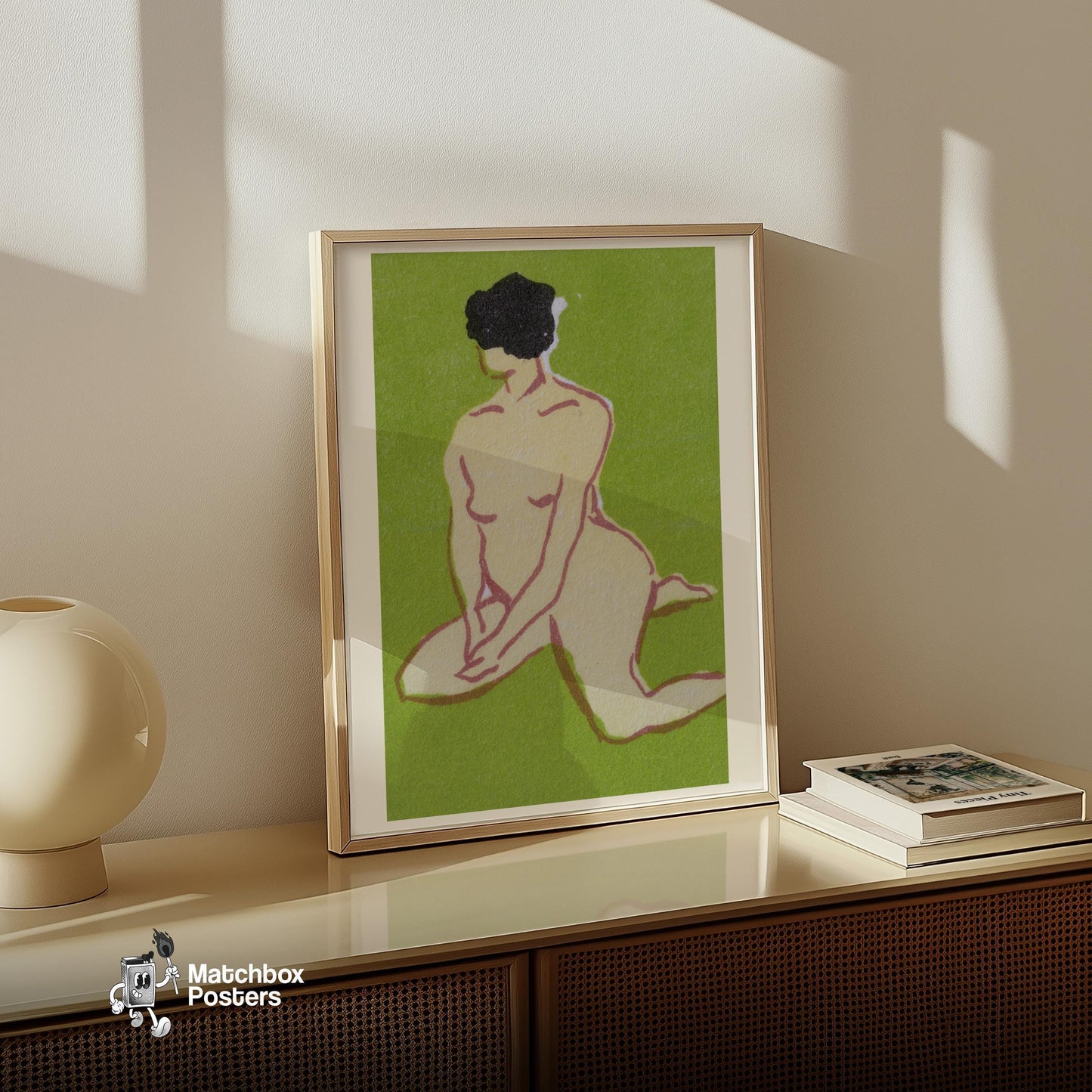 Kneeling Woman - vintage matchbox label print - size comparison