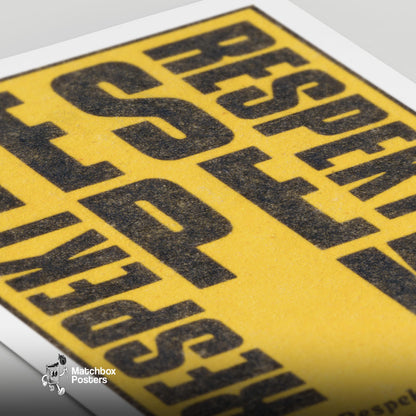 Respekt: Vintage Czech Matchbox Label - vintage matchbox label print - close-up detail