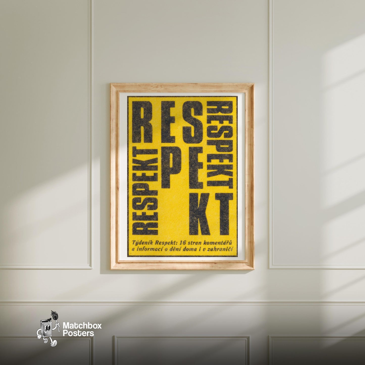 Respekt: Vintage Czech Matchbox Label - vintage matchbox label print - bedroom mockup