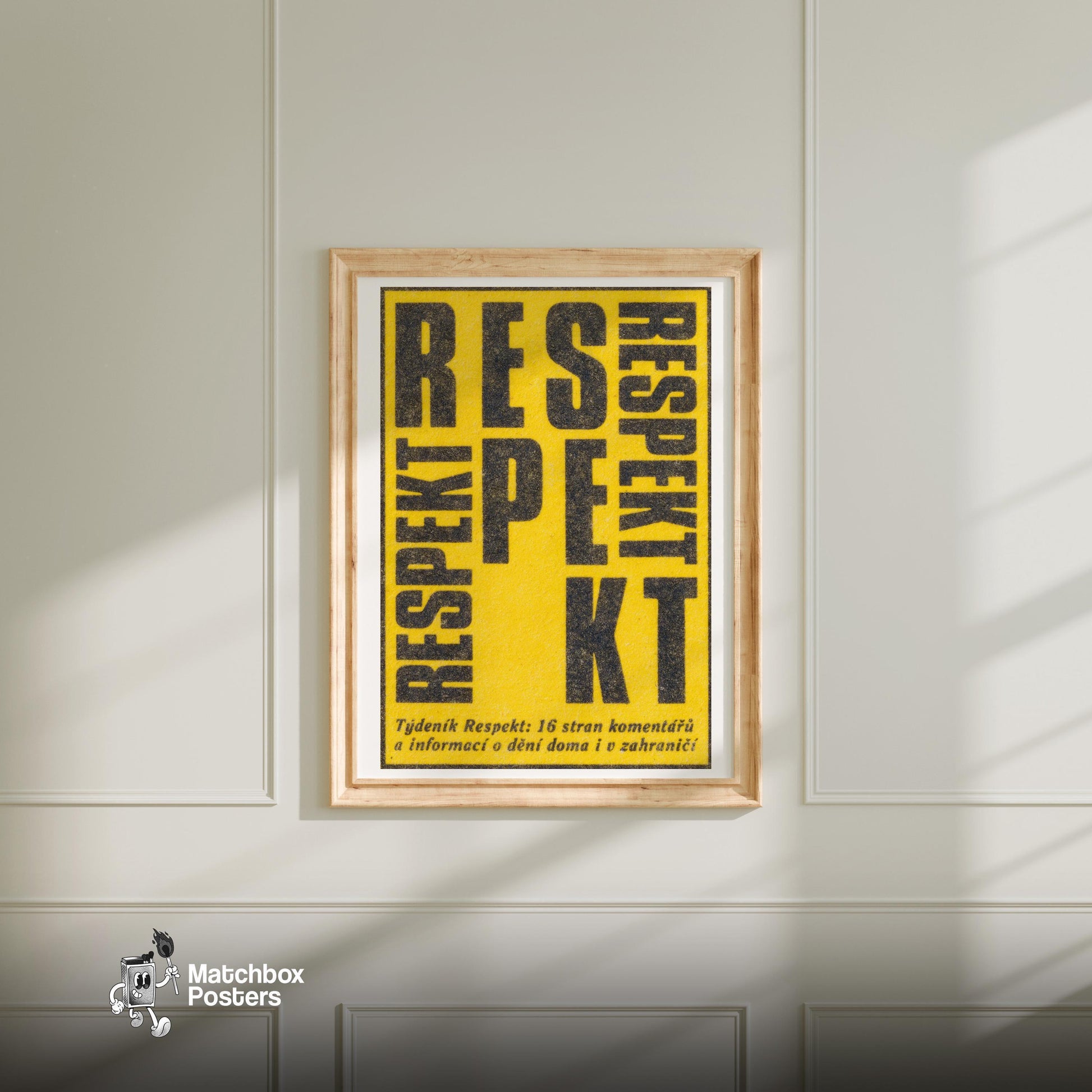 Respekt: Vintage Czech Matchbox Label - vintage matchbox label print - bedroom mockup