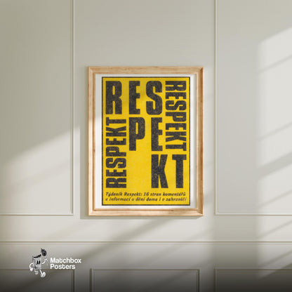 Respekt: Vintage Czech Matchbox Label - vintage matchbox label print - bedroom mockup
