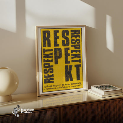 Respekt: Vintage Czech Matchbox Label - vintage matchbox label print - size comparison