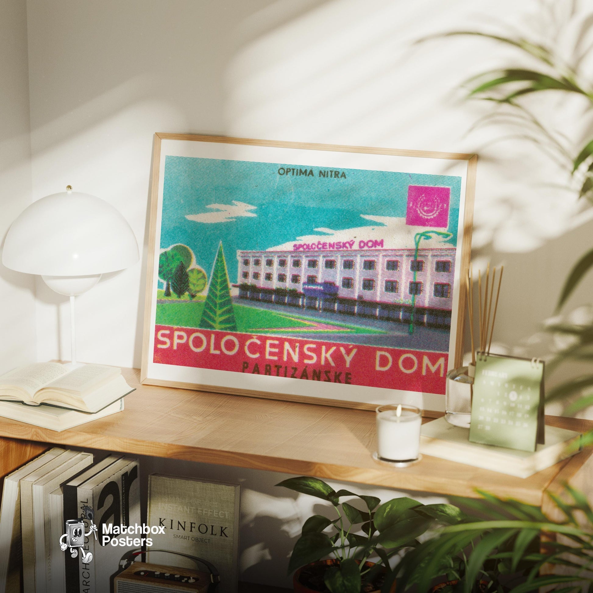 Community House - vintage matchbox label print - office wall