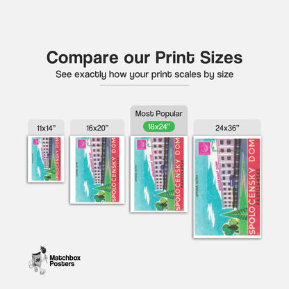 Community House - vintage matchbox label print - gallery wall preview