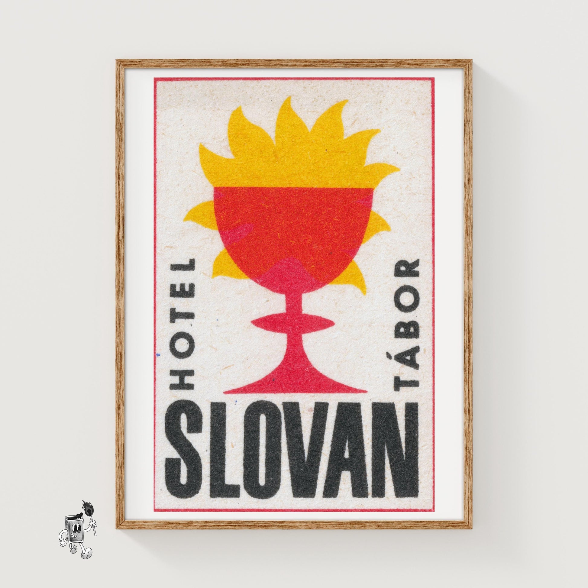 Red Sun Goblet Hotel - vintage matchbox label print
