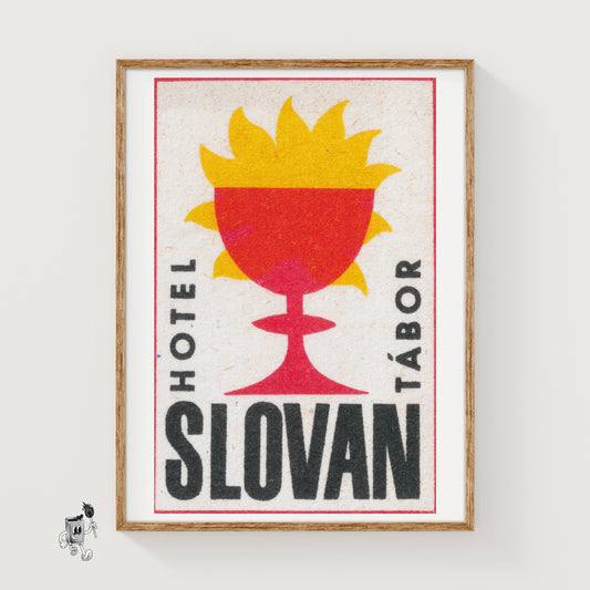 Red Sun Goblet Hotel - vintage matchbox label print