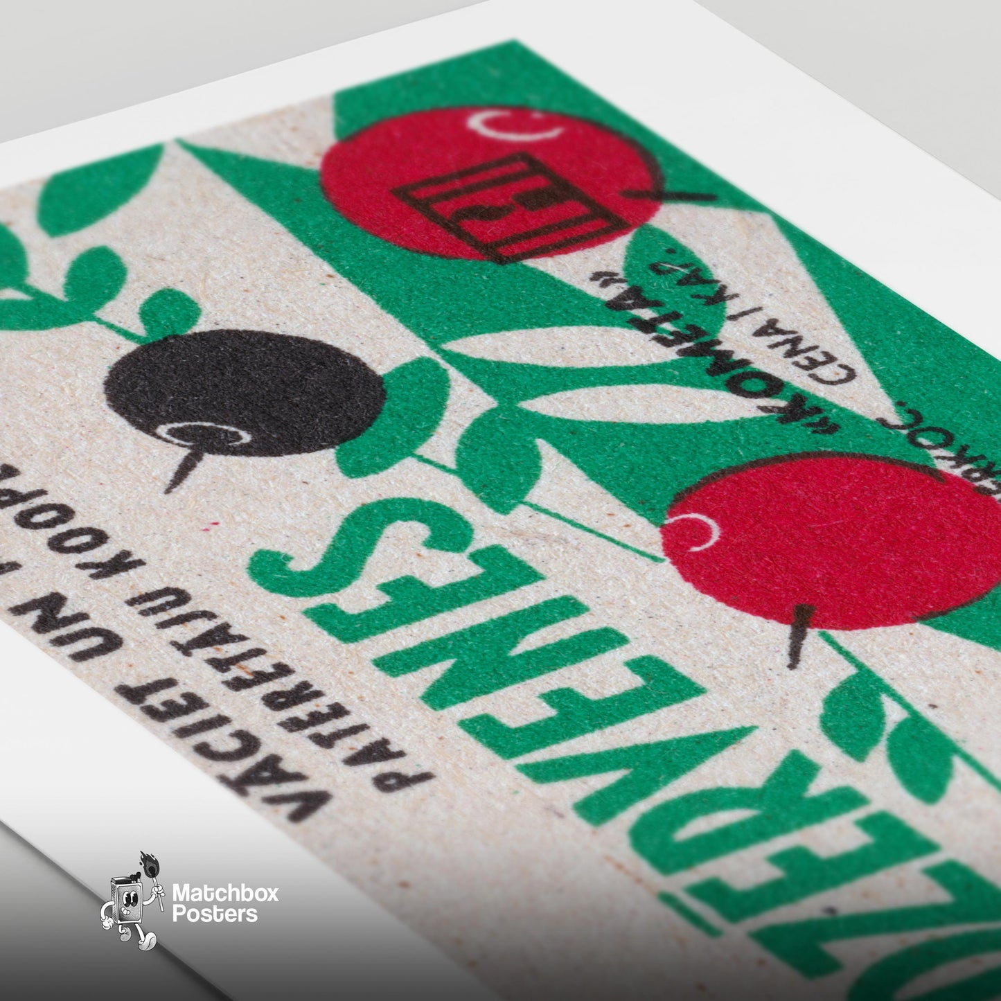 Cranberries - vintage matchbox label print - close-up detail