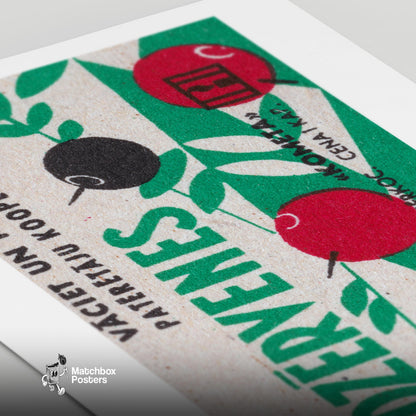 Cranberries - vintage matchbox label print - close-up detail