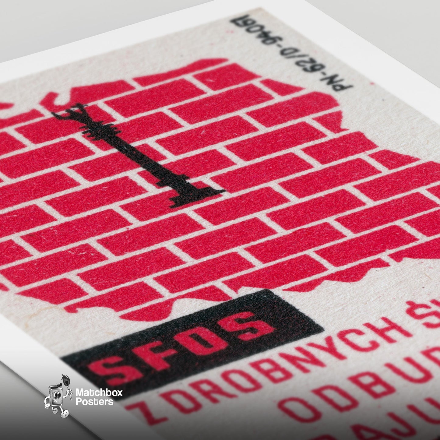 Rebuild The Country - vintage matchbox label print - close-up detail