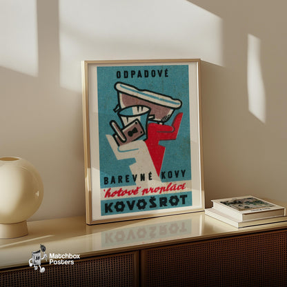 Recycle Metals! - vintage matchbox label print - size comparison