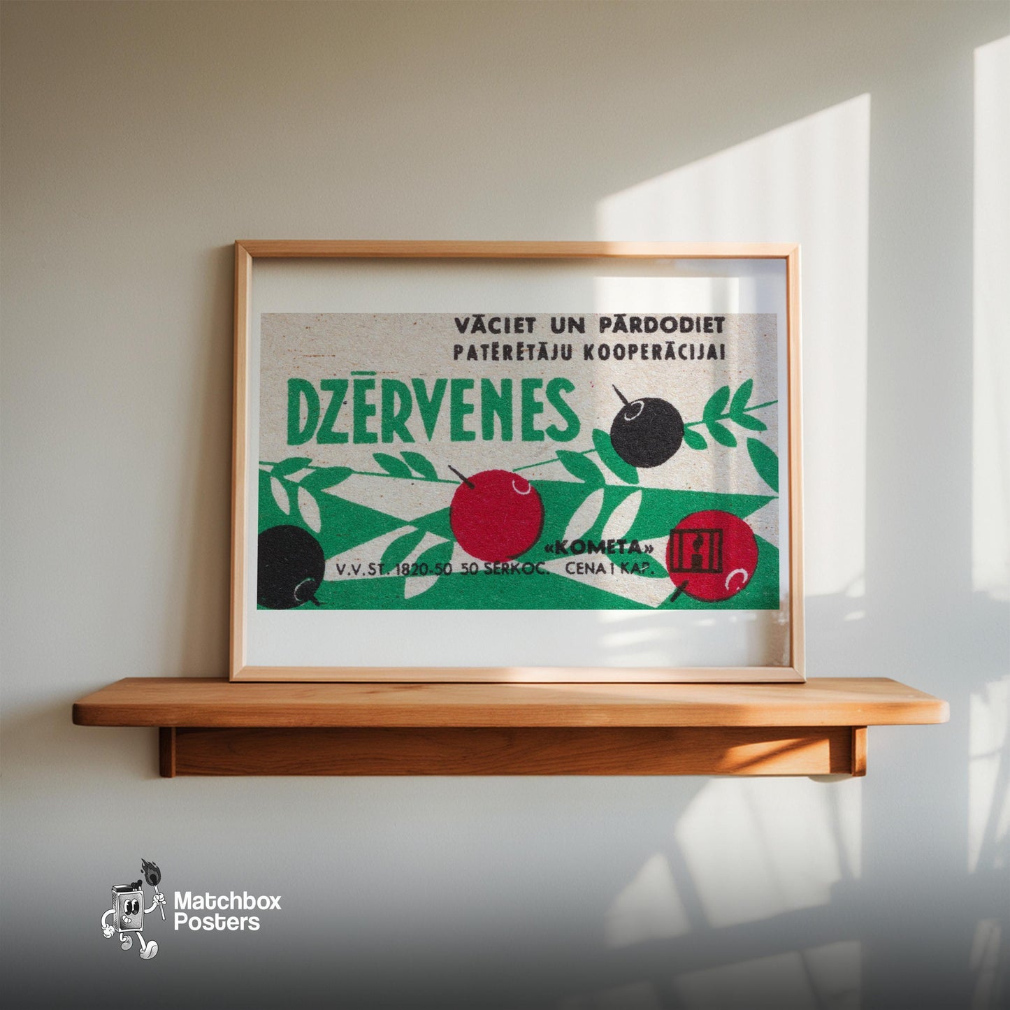 Cranberries - vintage matchbox label print - size comparison