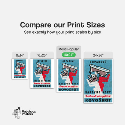 Recycle Metals! - vintage matchbox label print - gallery wall preview