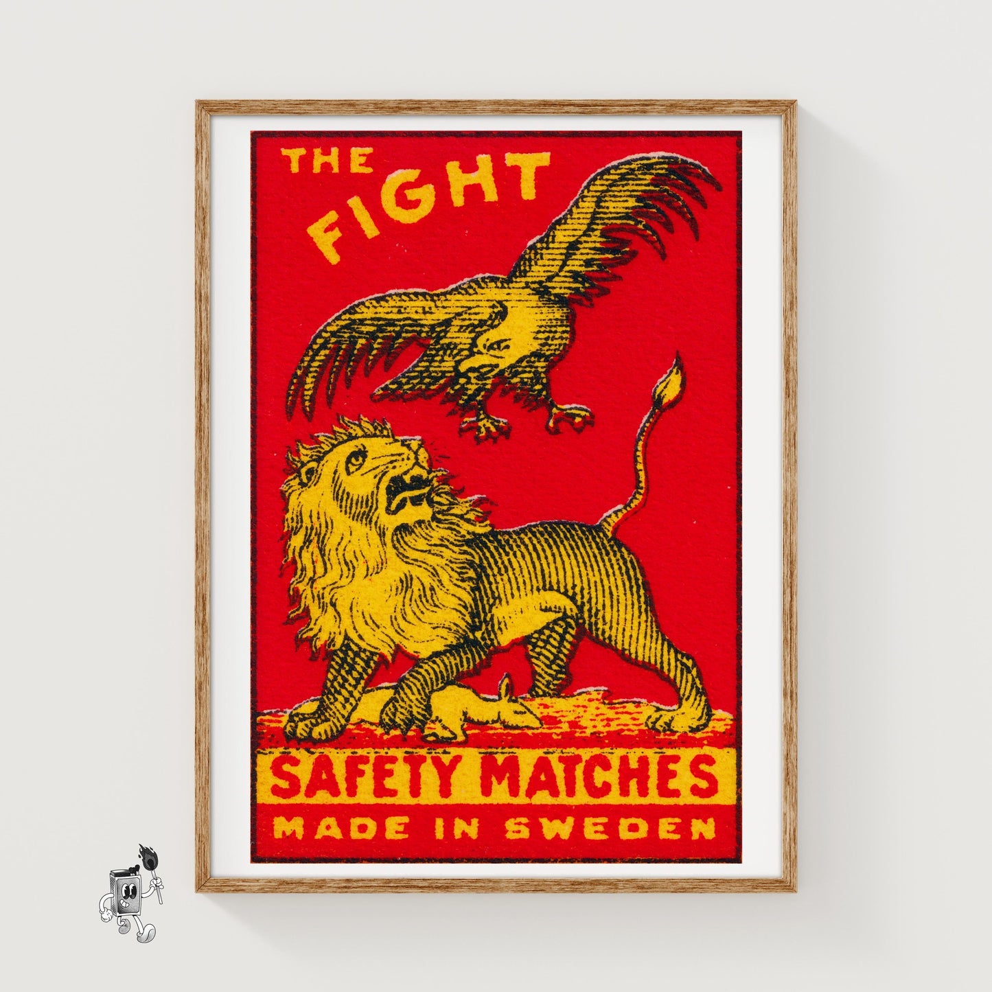 The Fight - vintage matchbox label print
