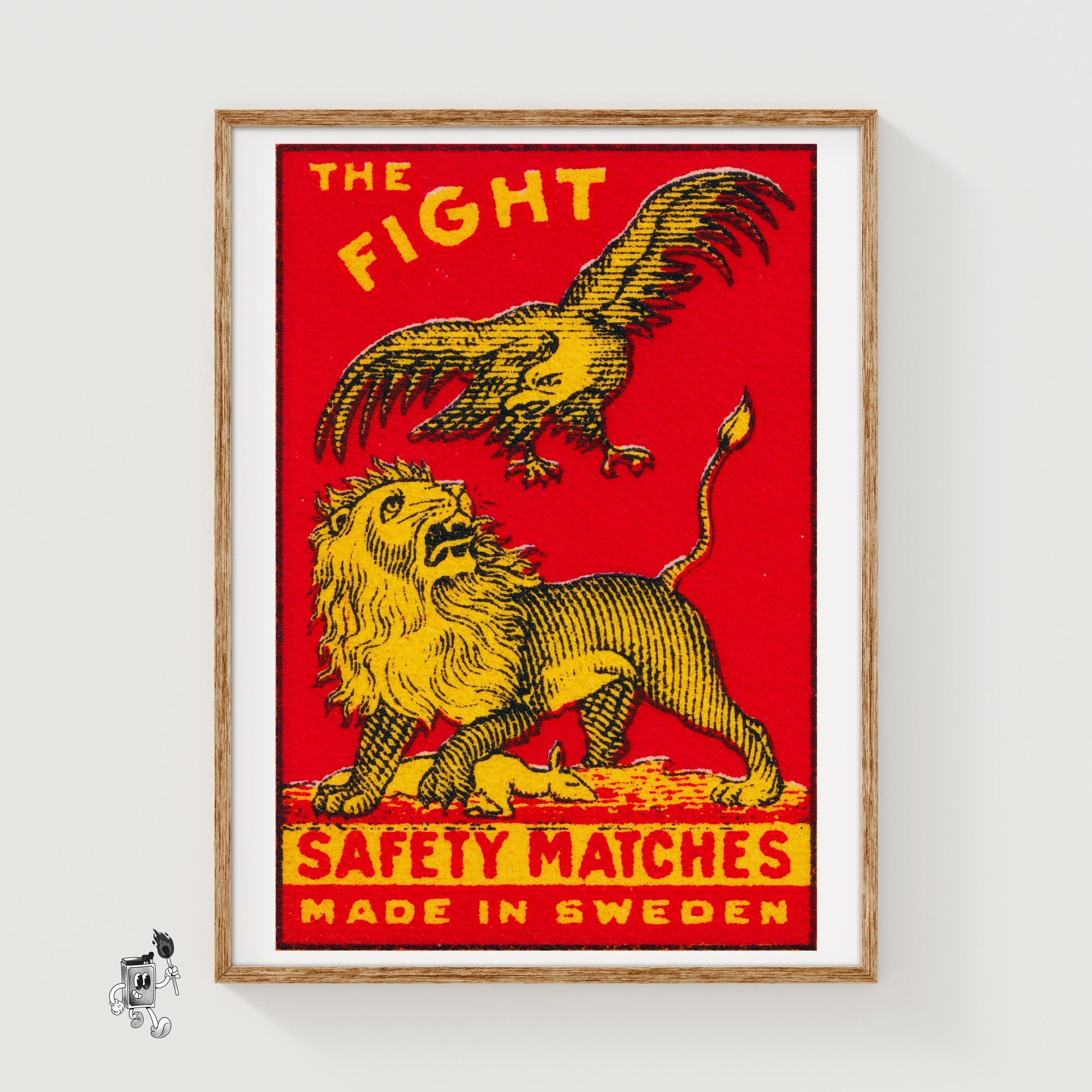 The Fight - vintage matchbox label print