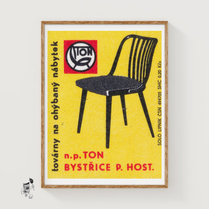 BLack Chair - vintage matchbox label print