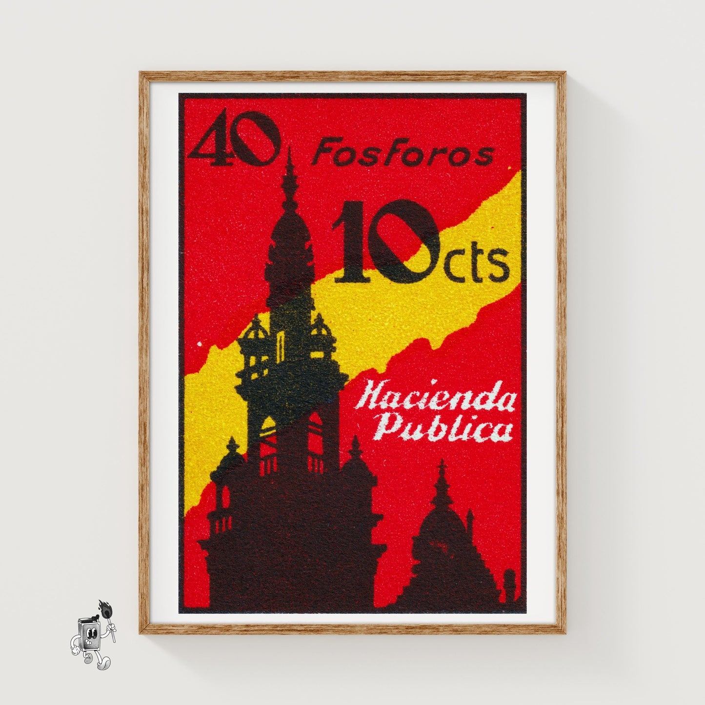 Bell Tower - vintage matchbox label print