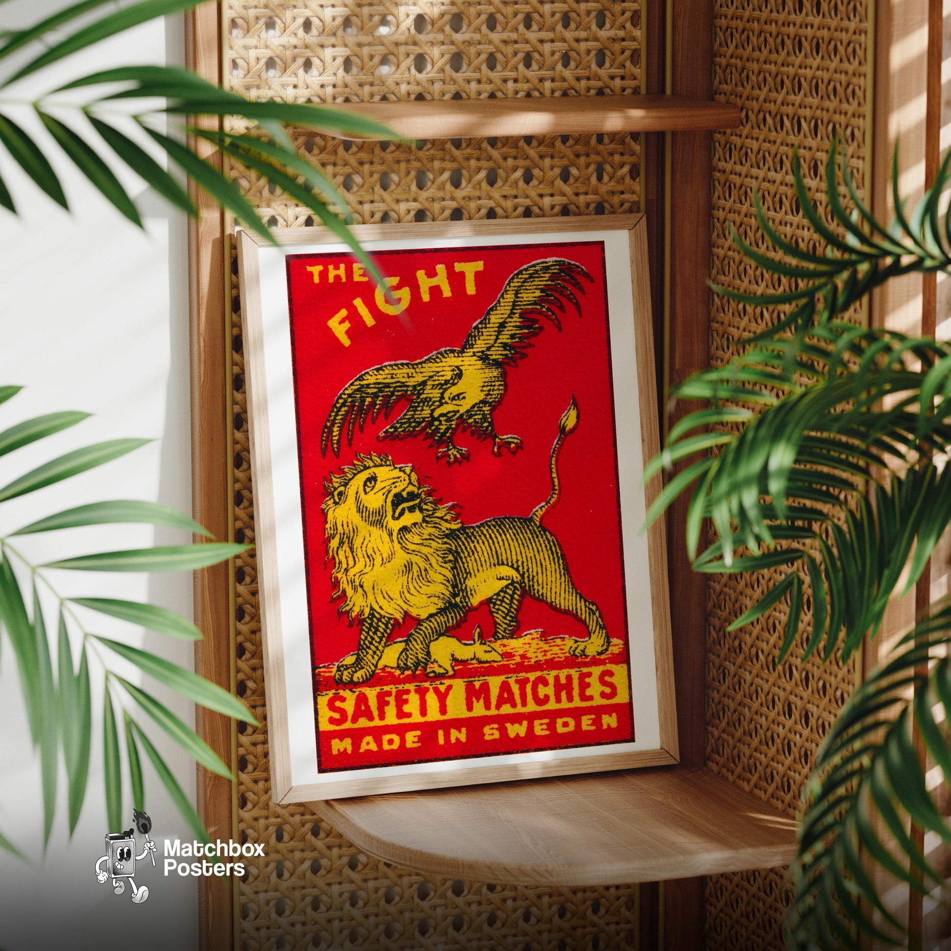 The Fight - vintage matchbox label print - office wall