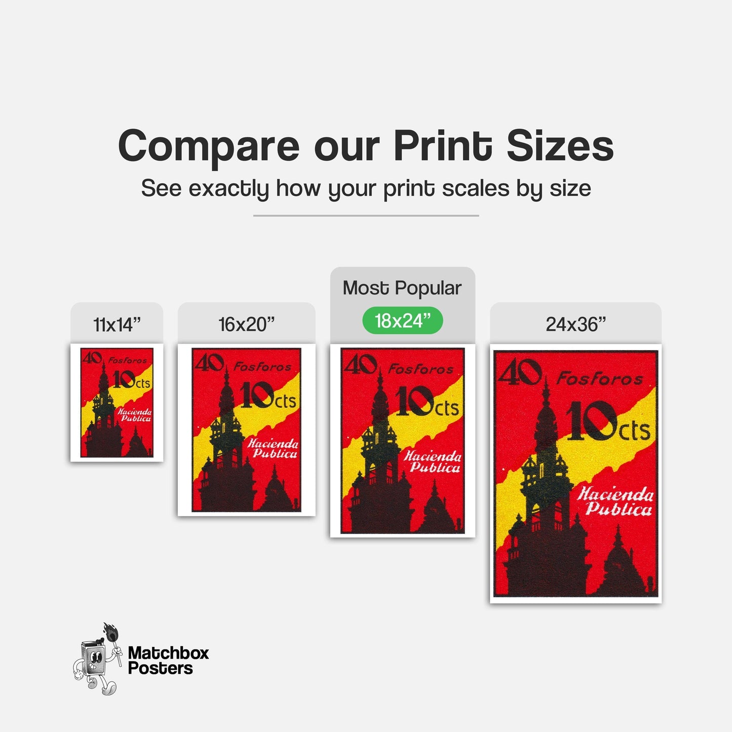 Bell Tower - vintage matchbox label print - gallery wall preview
