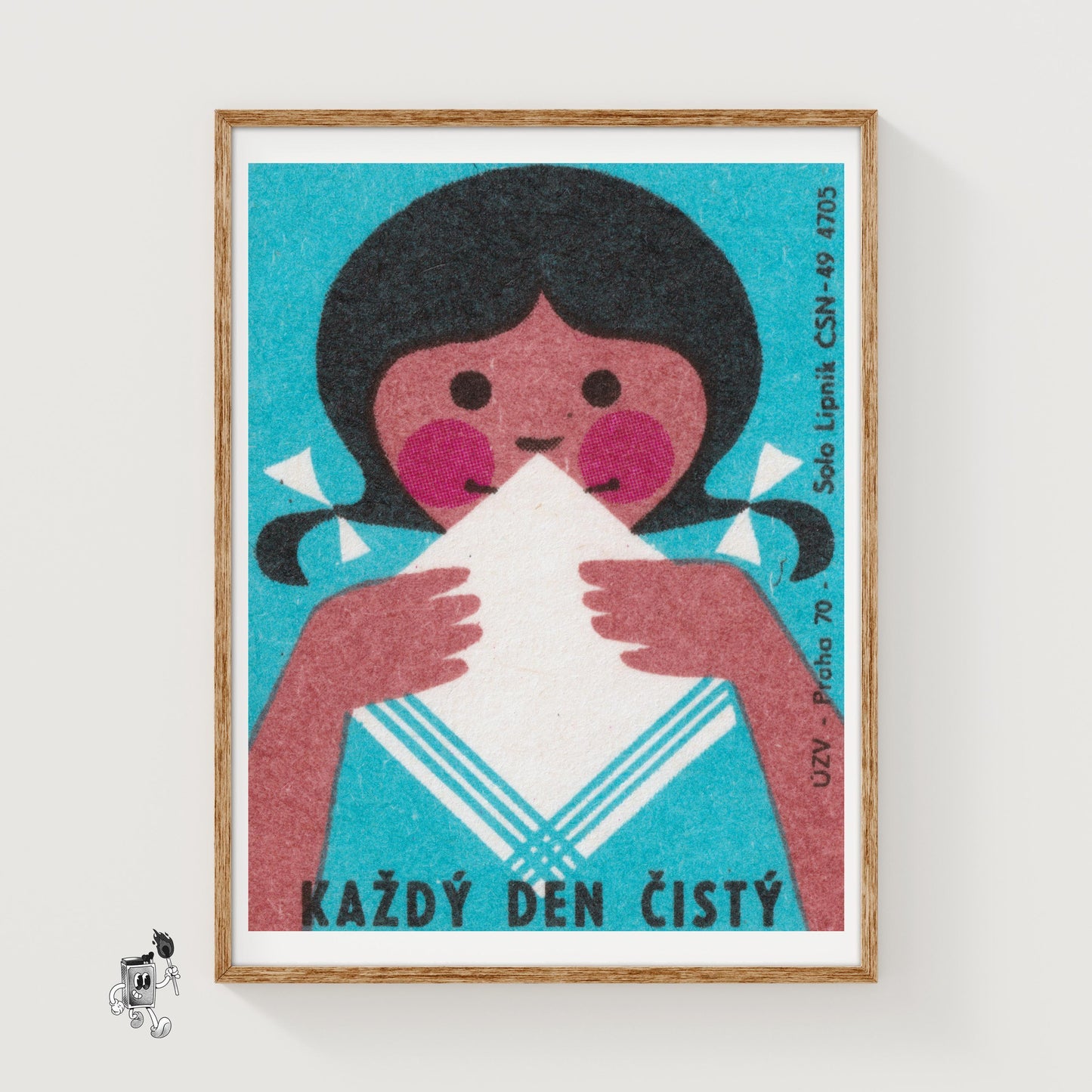 Child with Cloth - vintage matchbox label print