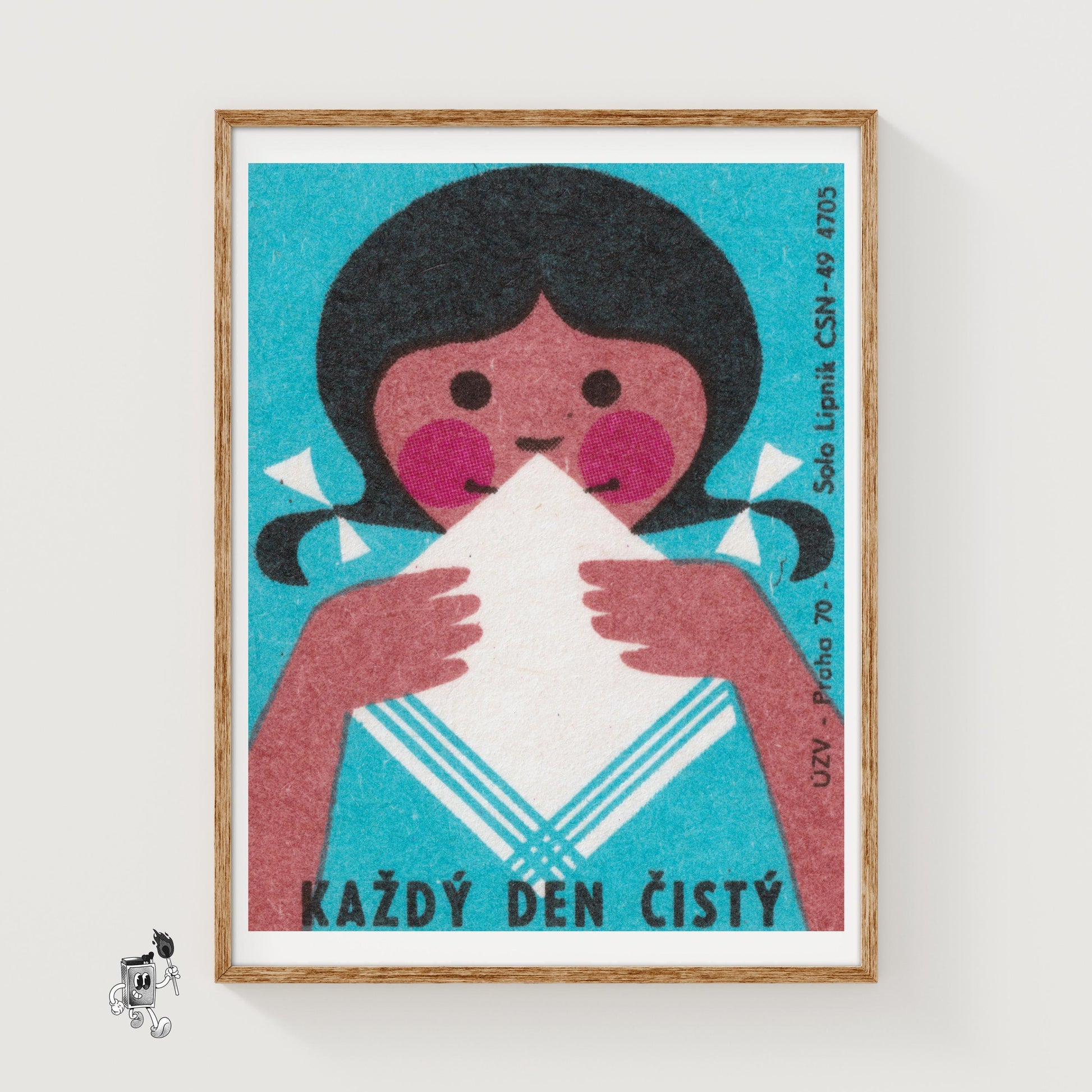 Child with Cloth - vintage matchbox label print