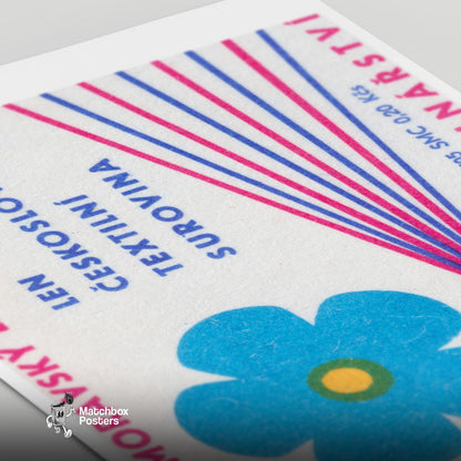Floral - vintage matchbox label print - close-up detail