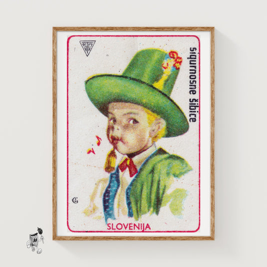 Slovenian Boy - vintage matchbox label print