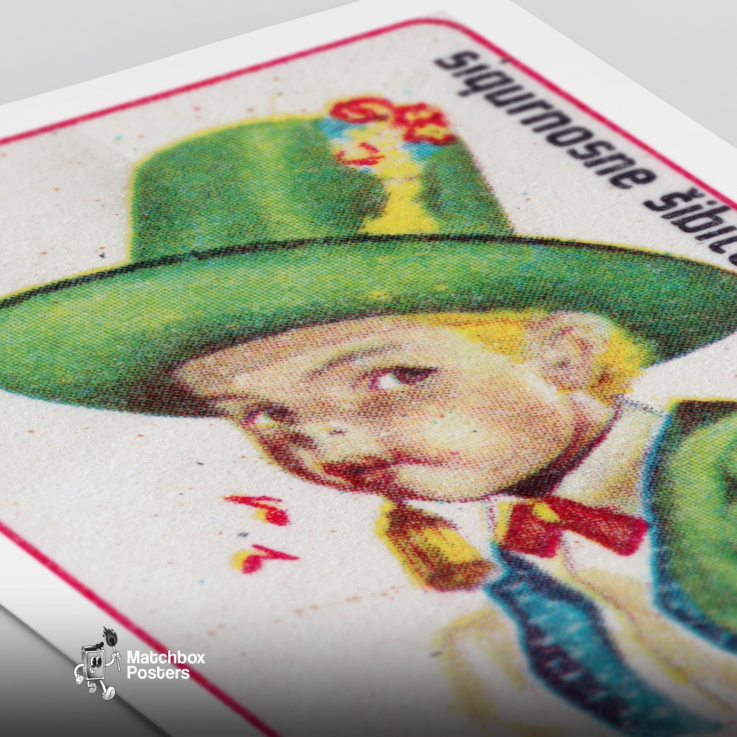 Slovenian Boy - vintage matchbox label print - close-up detail