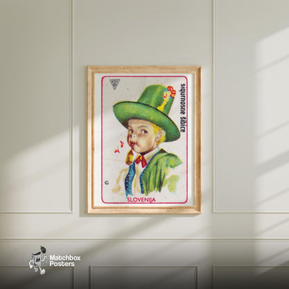 Slovenian Boy - vintage matchbox label print - bedroom mockup