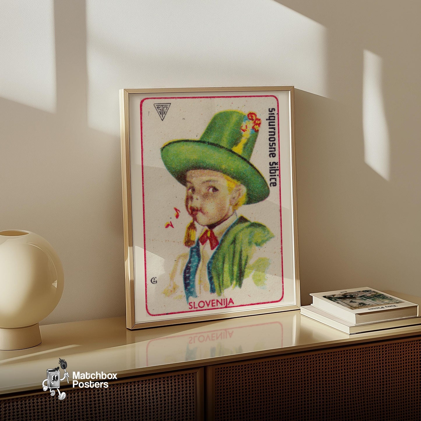 Slovenian Boy - vintage matchbox label print - size comparison