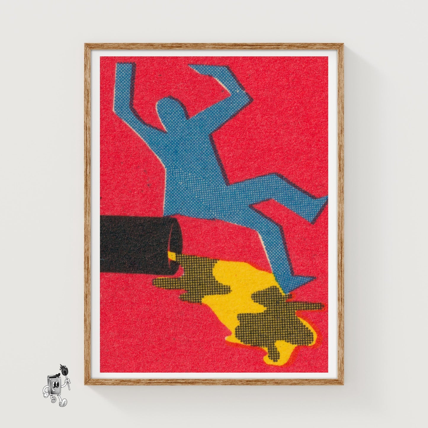 Slipping on Oil - vintage matchbox label print
