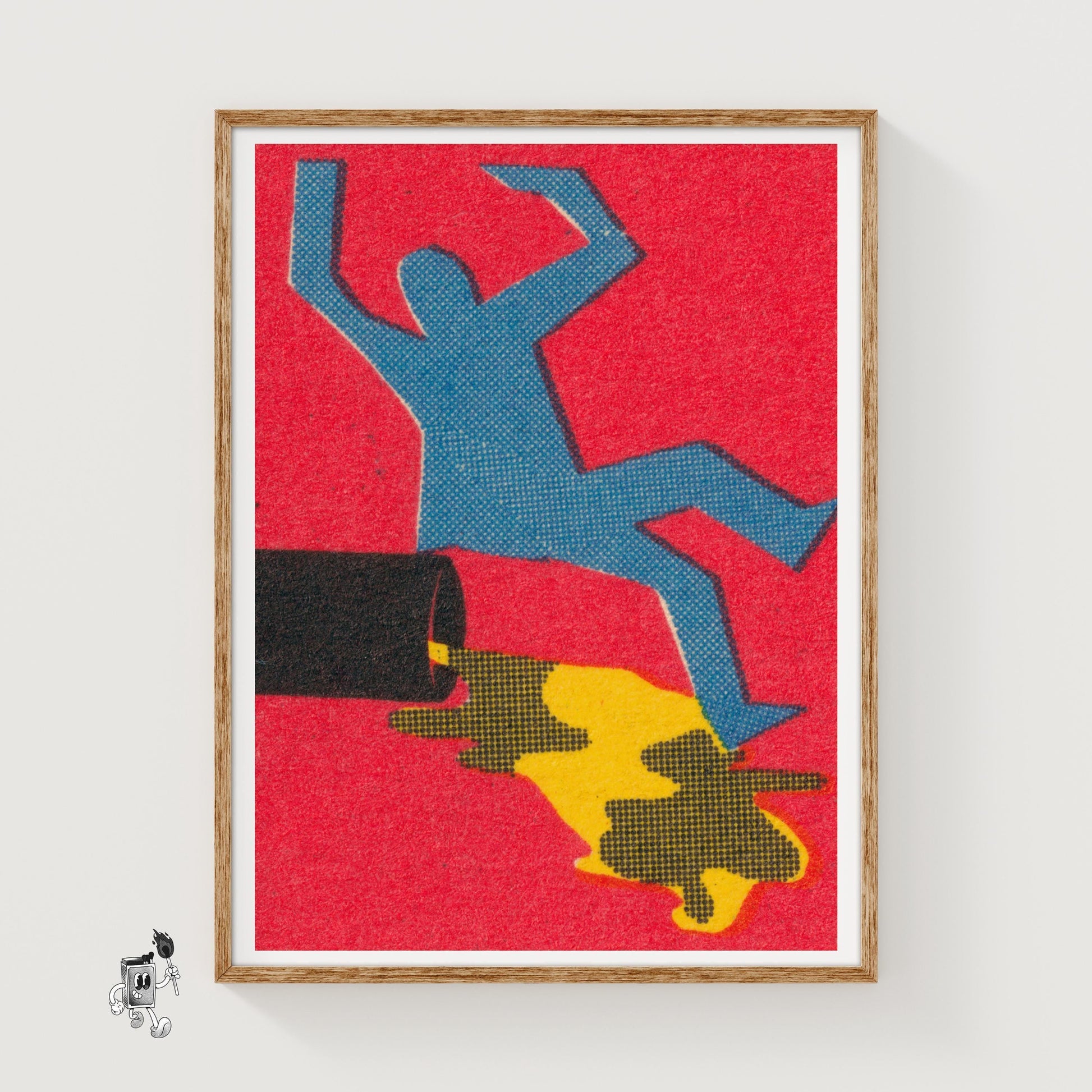 Slipping on Oil - vintage matchbox label print