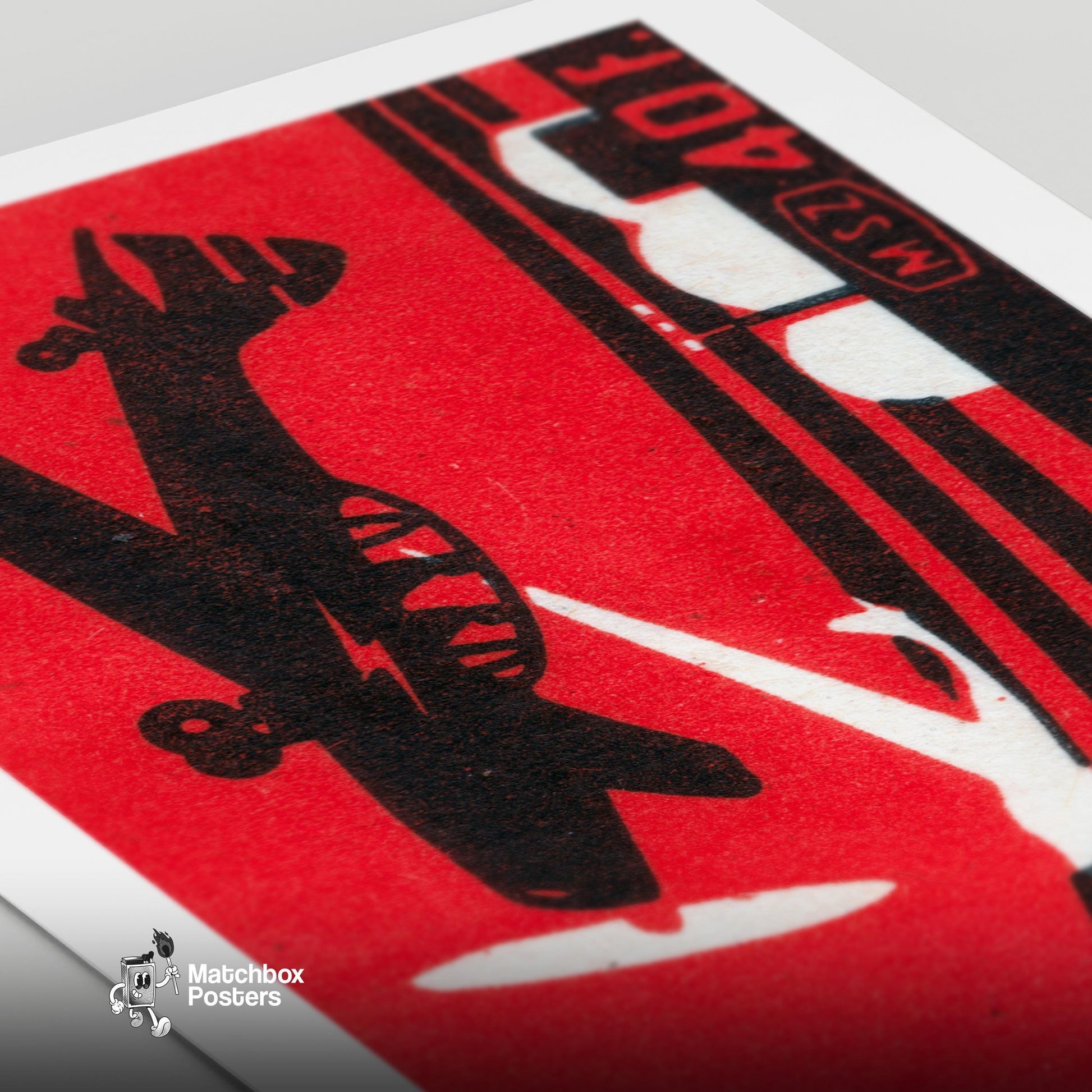 Stunt Pilot - vintage matchbox label print - close-up detail