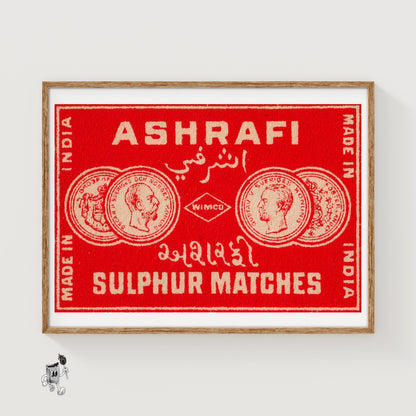 Matchbox Label India 1920s-30s Matchbox Label - vintage matchbox label print