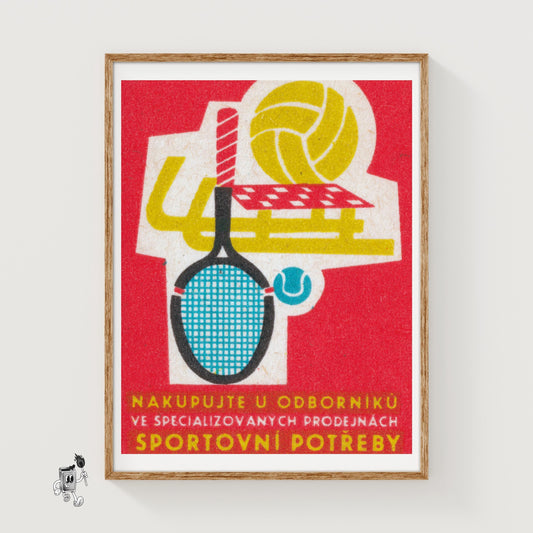 Sports Equipment Store - vintage matchbox label print