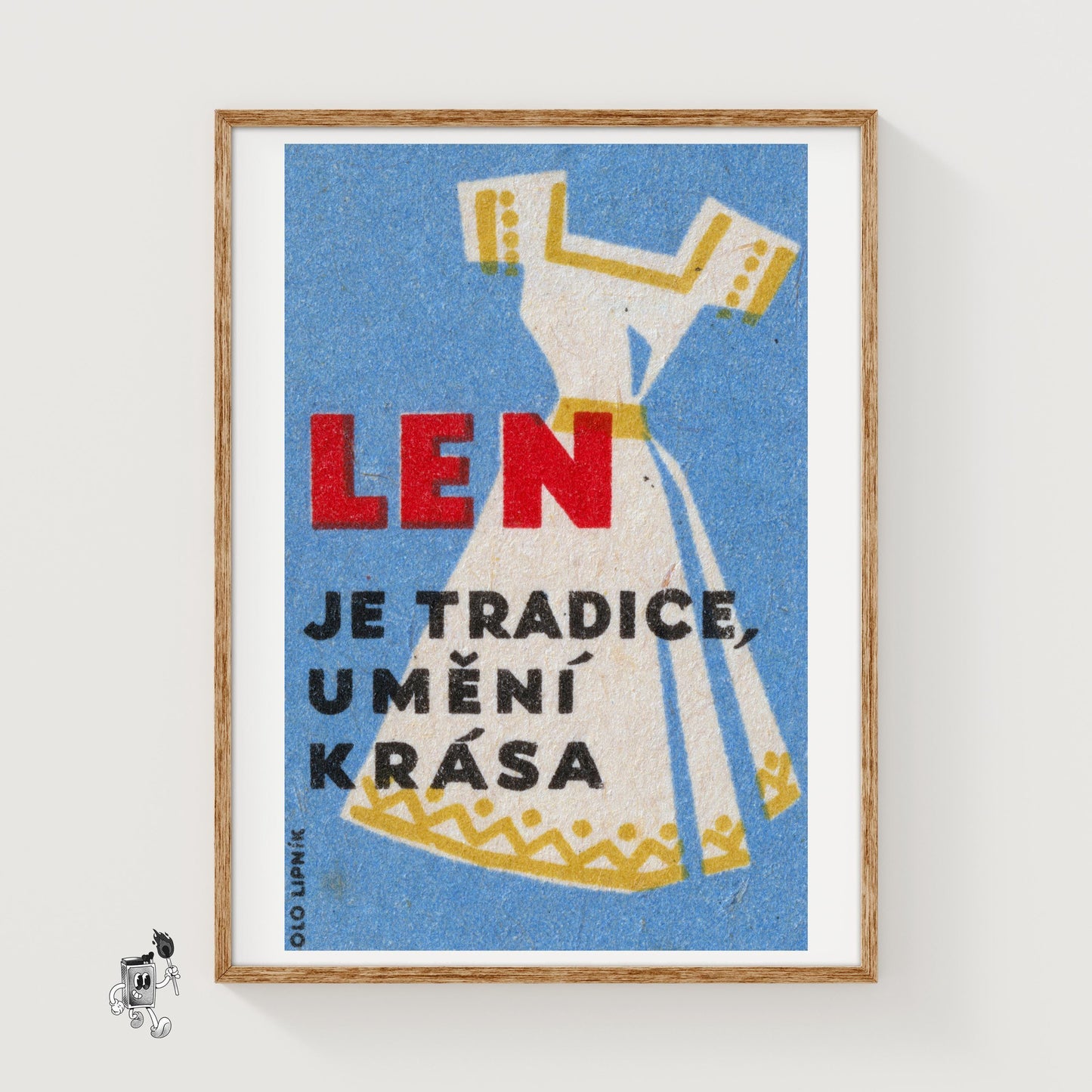 Traditional Dress Illustration - vintage matchbox label print