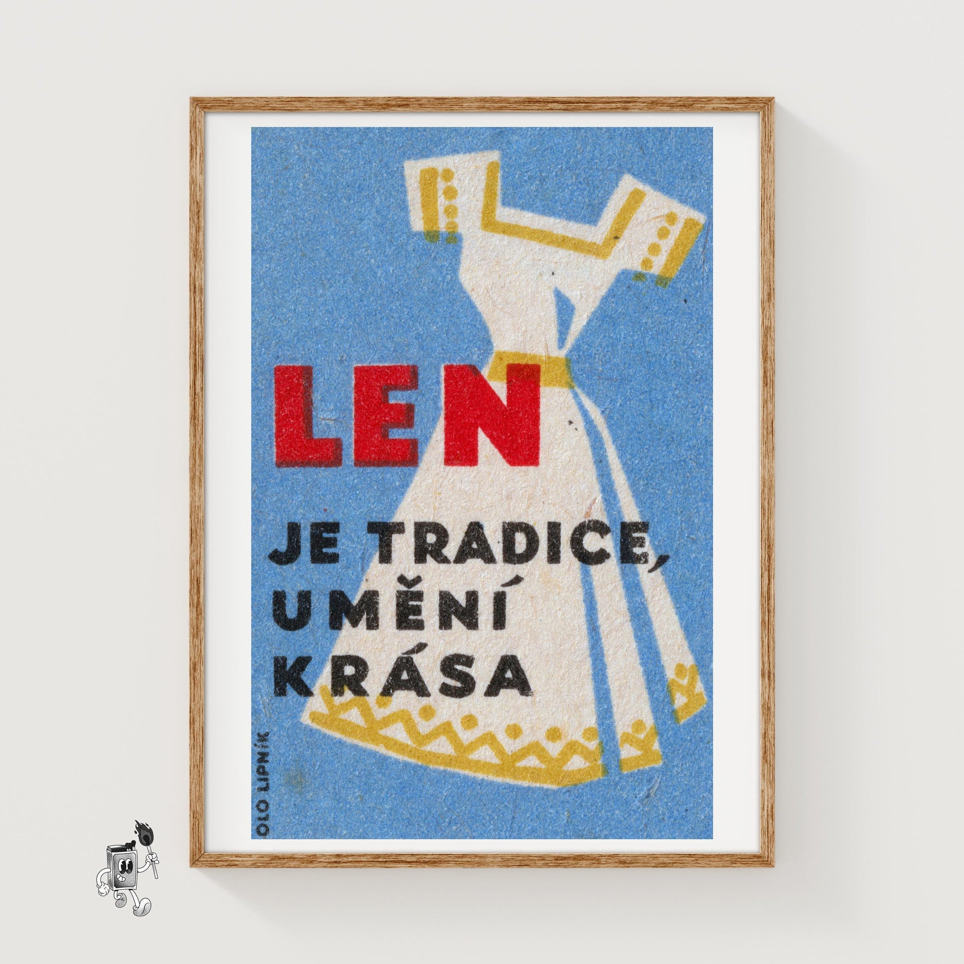 Traditional Dress Illustration - vintage matchbox label print
