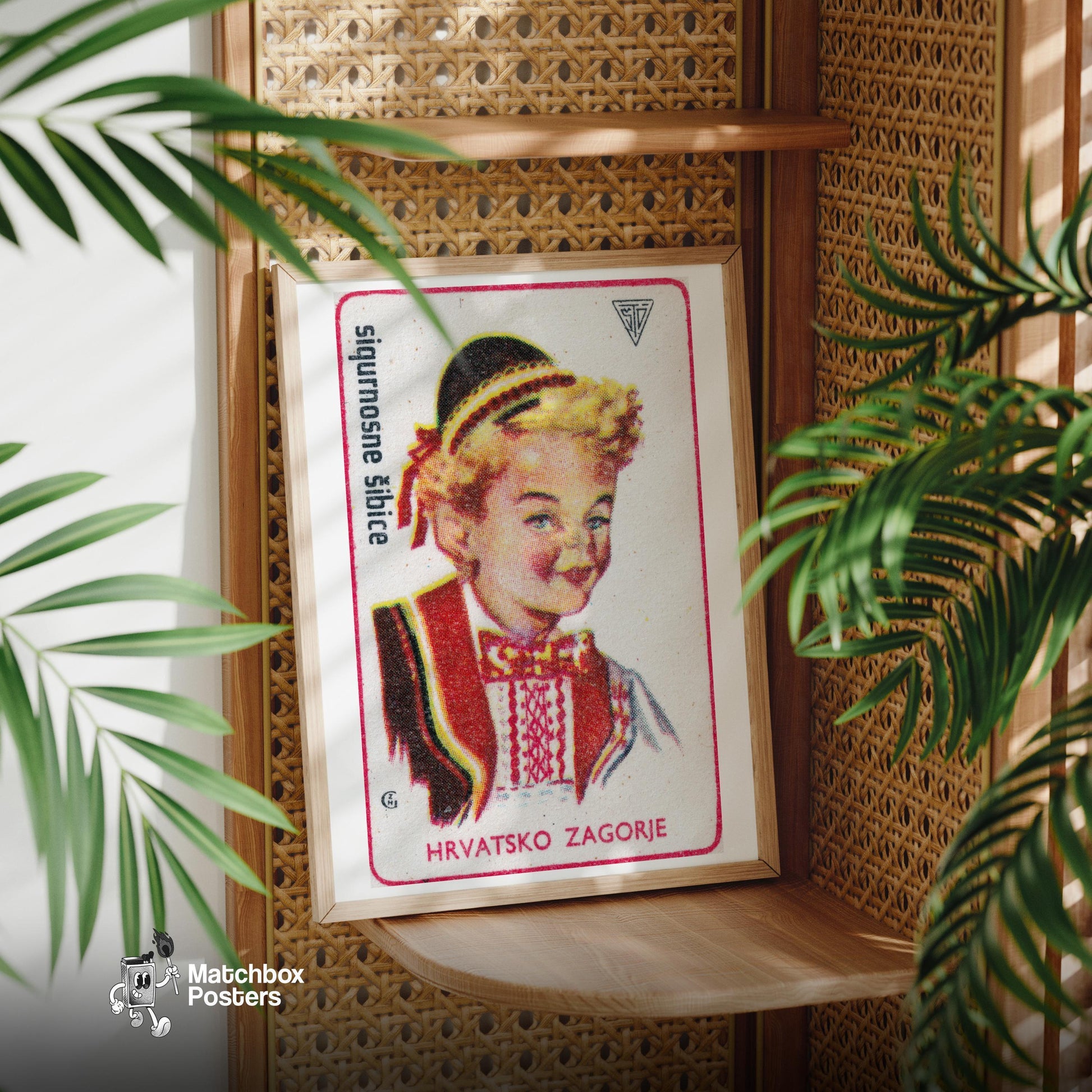 Croatian Boy - vintage matchbox label print - office wall