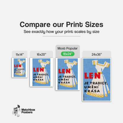 Traditional Dress Illustration - vintage matchbox label print - gallery wall preview