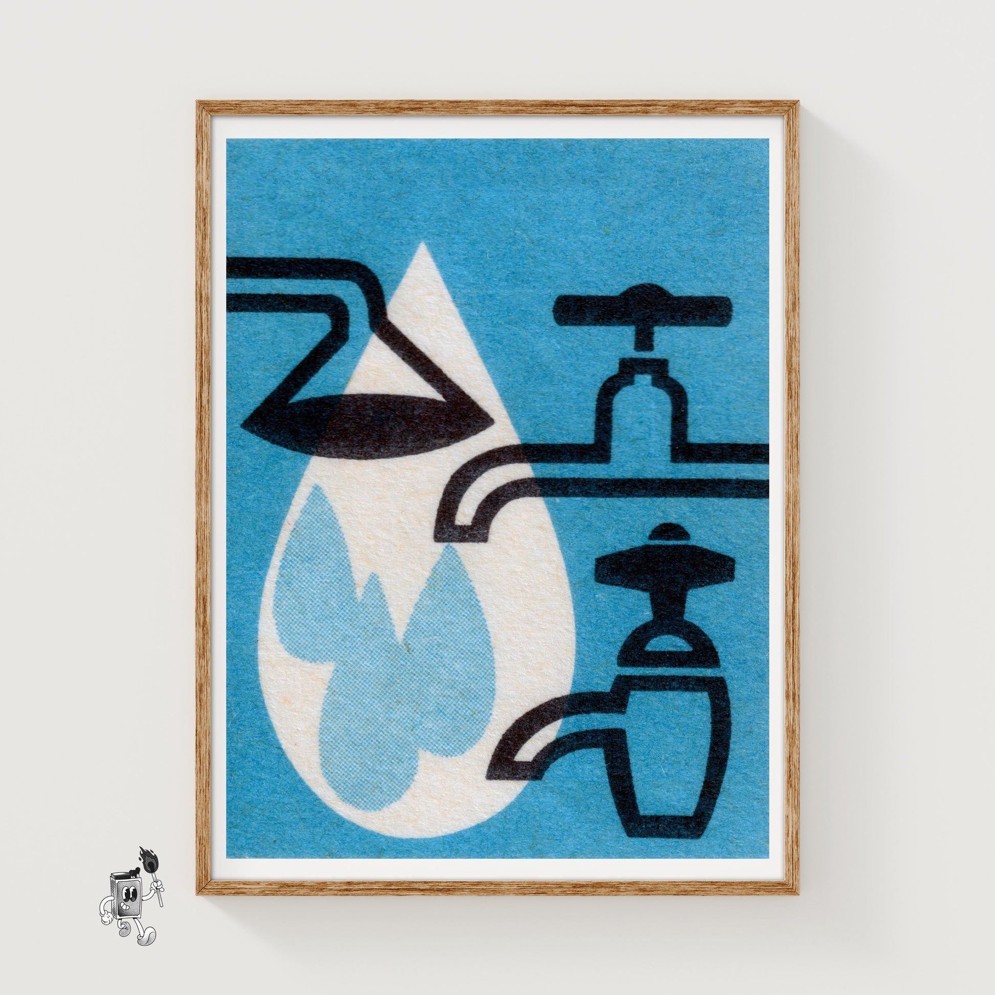 Water Taps - vintage matchbox label print