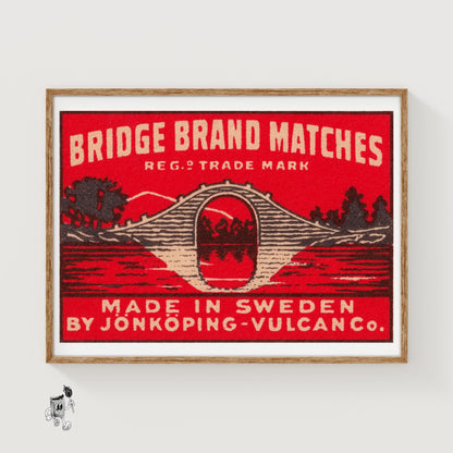 Arched Bridge - vintage matchbox label print
