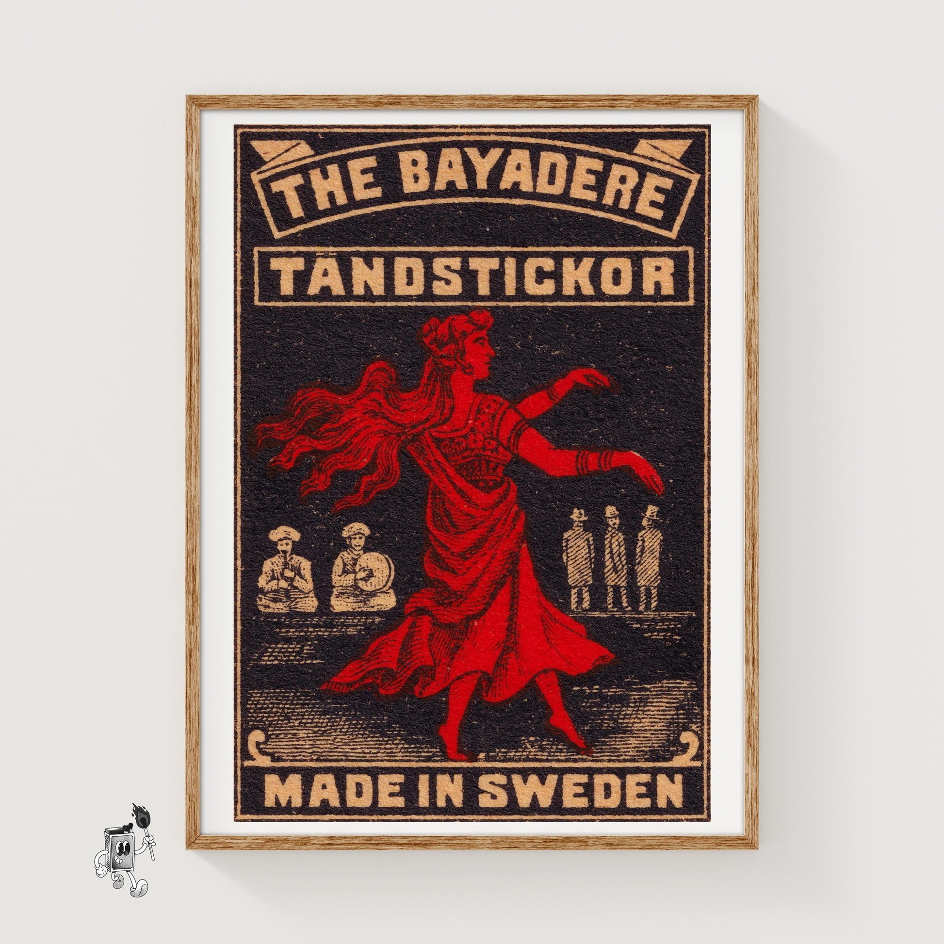 Red-Clad Dancer - vintage matchbox label print