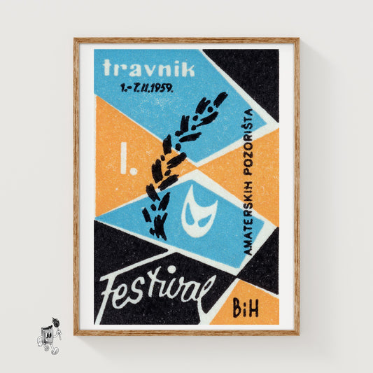 Theatre Festival - vintage matchbox label print