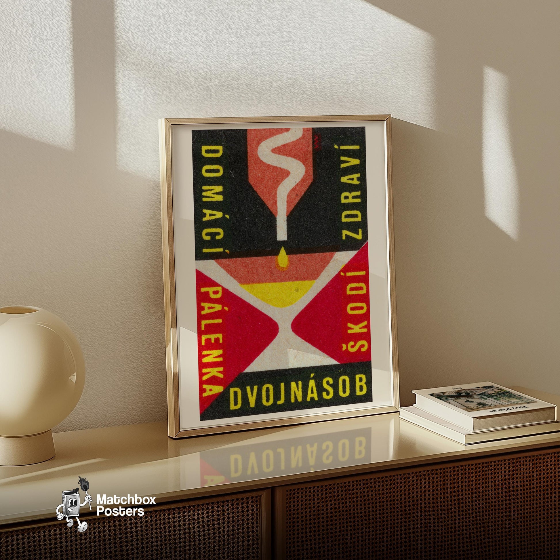 Distillation Apparatus - vintage matchbox label print - size comparison
