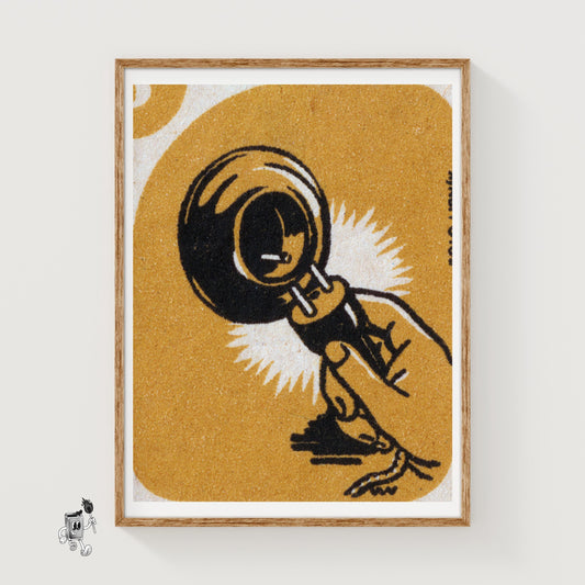 Broken Power Plug - vintage matchbox label print